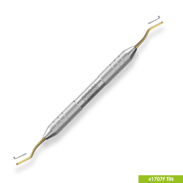 1707F TiN Инструмент в форме мотыги для удаления отложений зубного камня с эргономичной ручкой Ø10мм Покрытие Gold