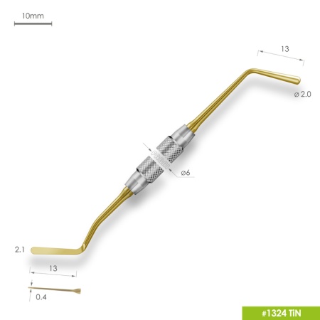 1324 TiN Удлиненная средняя гладилка с обратноконусовидным штопфером Ø2,0мм с ручкой Ø6мм Покрытие Gold 1324 TiN Удлиненная средняя гладилка с обратноконусовидным штопфером Ø2,0мм с ручкой Ø6мм Покрытие Gold
