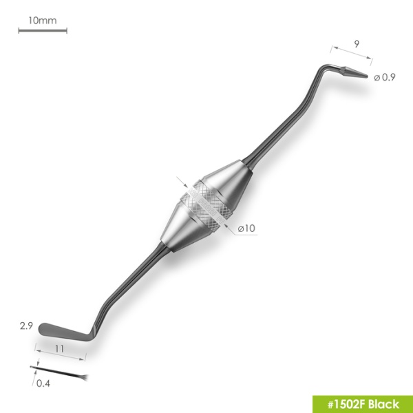 1502F Black Средняя  гладилка с  конусовидным штопфером Ø0,9мм с эргономичной ручкой Ø10мм Покрытие Black