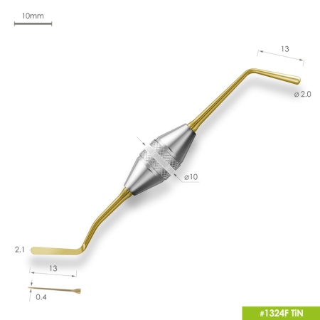 1324F TiN Удлиненная средняя гладилка с обратноконусовидным штопфером Ø2,0мм с эргономичной ручкой Ø10мм Покрытие Gold
