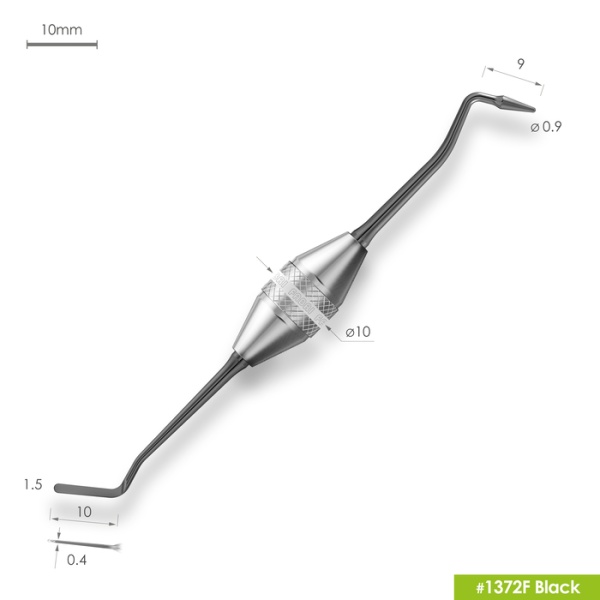 1372F Black Узкая гладилка с  конусовидным штопфером Ø0,9мм с эргономичной ручкой Ø10мм Покрытие Black
