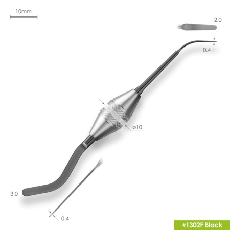1302F Black Двухсторонняя серповидная гладилка с эргономичной ручкой Ø10мм Покрытие Black 1302F Black Двухсторонняя серповидная гладилка с эргономичной ручкой Ø10мм Покрытие Black