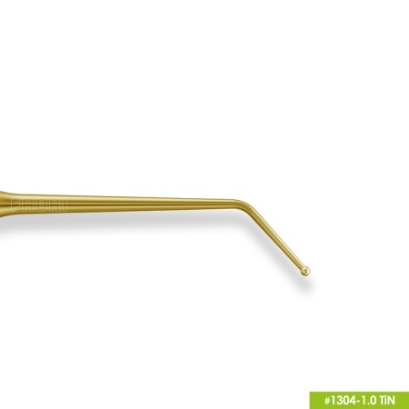 1304-1,0 TiN Удлиненная узкая гладилка с штопфером - шариком Ø1,0мм с ручкой Ø6мм Покрытие Gold