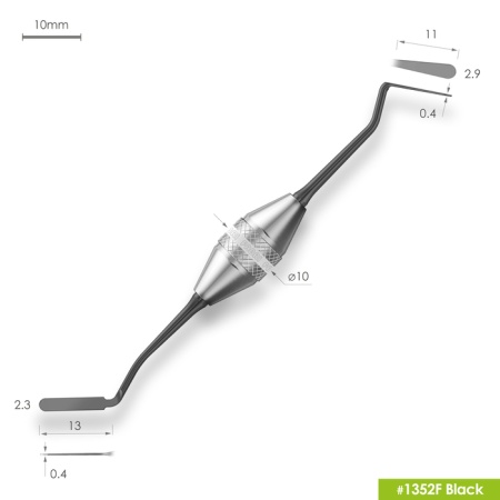 1352F Black Большая универсальная двухсторонняя гладилка с эргономичной ручкой Ø10мм Покрытие Black