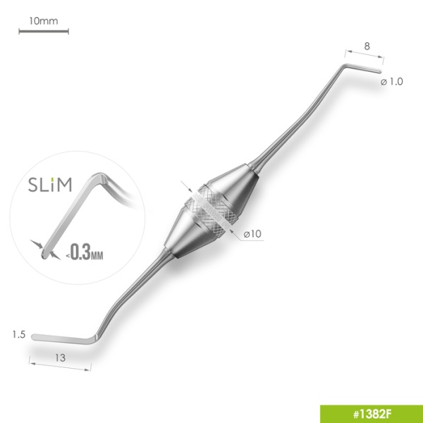 1382F Удлиненная узкая гладилка SLIM c цилиндрическим штопфером Ø1,0мм с эргономичной ручкой Ø10мм Без Покрытия