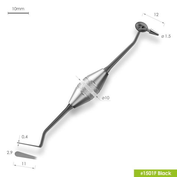 1501F Black Штопфер - конденсатор - гладилка с эргономичной ручкой Ø10мм Покрытие Black