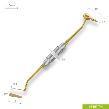 1501 TiN Штопфер - конденсатор - гладилка с ручкой Ø6мм Покрытие Gold